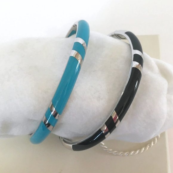 Sterling Silver Resin Hinged Bangle Bracelets NEW - Picture 4 of 13